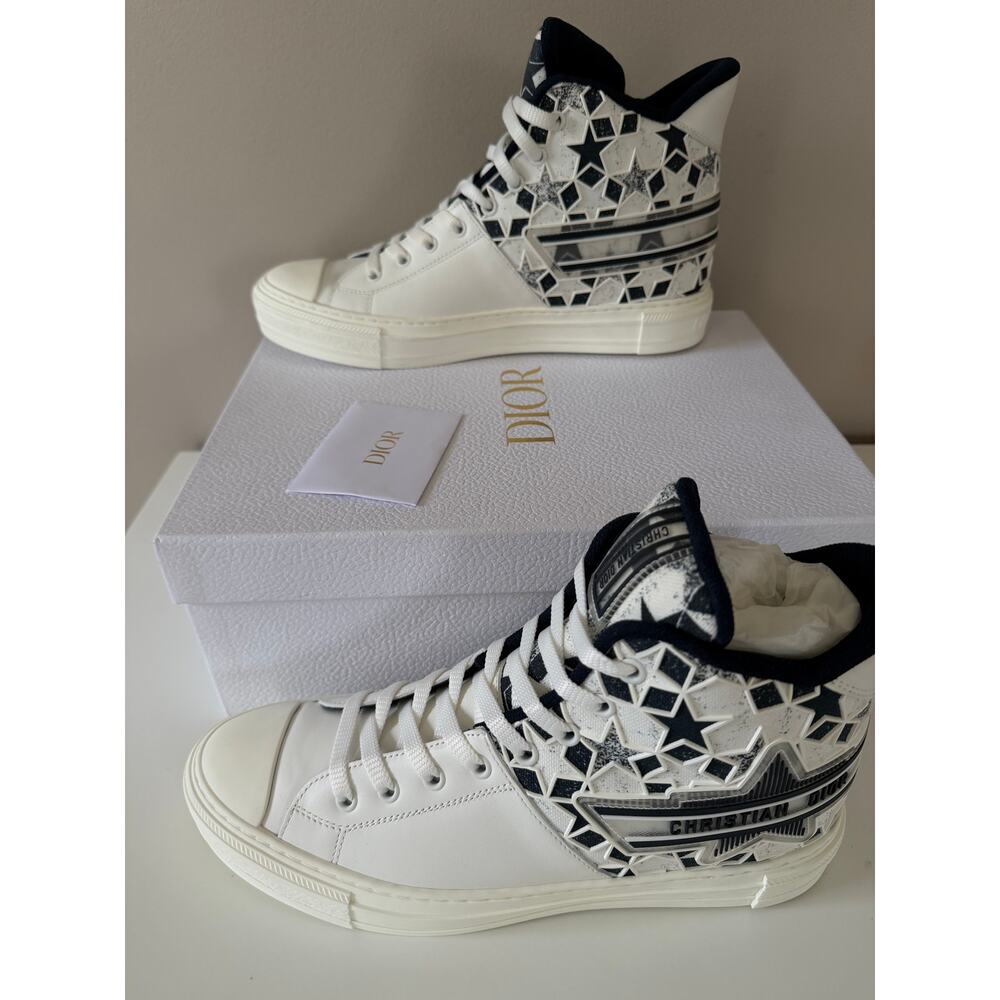 $1150 Christian Dior Walk N Dior Star Leather Sneakers Men Unisex Size 41 Shoes